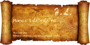 Hancz Lóránt névjegykártya