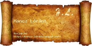 Hancz Lóránt névjegykártya